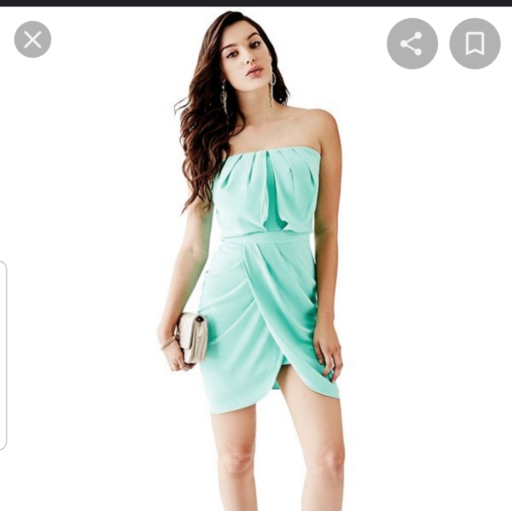 Strapless aqua dress